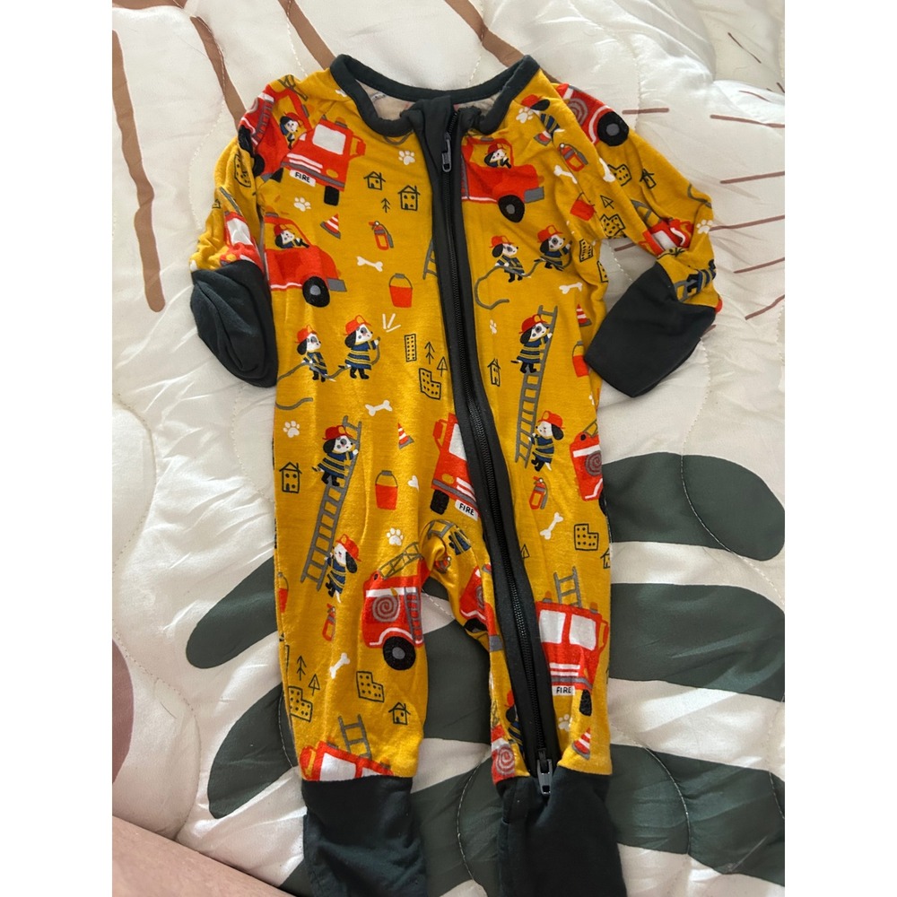 Little Sleepies Firetruck Pups Zippy Bamboo Viscose Sleeper Preemie HTF HSA